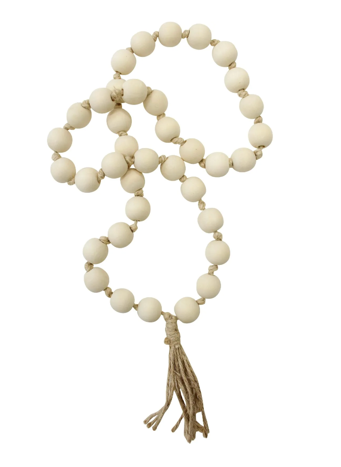 Beaded Tassels white and natural
