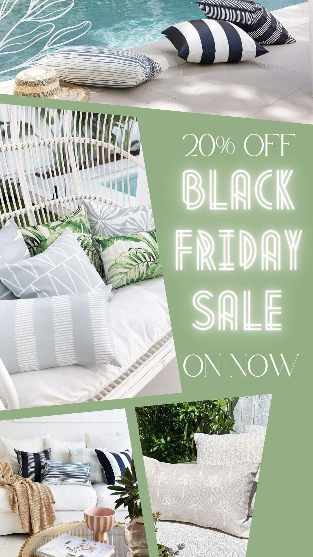 “Elevate Your Outdoor Space with Great Outdoor Cushions: 20% Off Store-Wide!