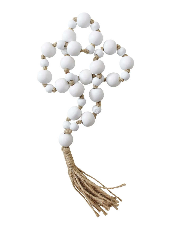Beaded Tassels white and natural